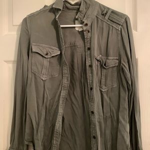 American Eagle Army Green button up